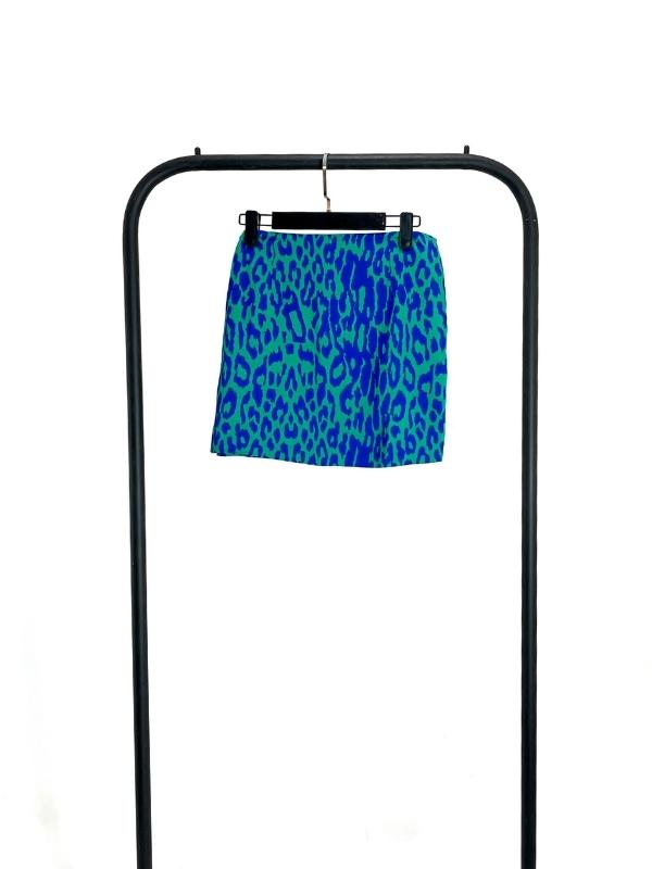 MINI FALDA PRINT LEOPARDO, AZUL